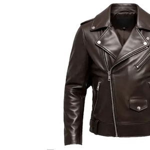 แจ็คเก็ตหนังแท้ COLLAGE รุ่น Biker สีน้ำตาลคลาสสิก แจ็คเก็ตมอเตอร์ไซค์แบบมีซิป สไตล์วินเทจพังก์ รับผลิตแบบ OEM ODM ขายส่ง - Product Image 4