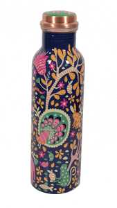 Pure Copper Water <b>Bottle</b> with Hand-painted Folk Art & Peacock Design | Leakproof Ayurvedic <b>Flask</b> for Yoga, Gym, Office & Unique - Product Image 2