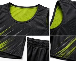 Ensemble de gilets de sport sans manches rayés noir et vert pour hommes, imprimé par sublimation, anti-humidité, pour adultes, toutes saisons - Product Image 5