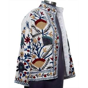 Chaqueta Bomber de Algodón 100% Tejido Suzani TNT para Mujer, con Volantes Bordados, Diseño Floral Vintage, Ecológica, Transpirable, de Secado Rápido, para Verano - Product Image 4