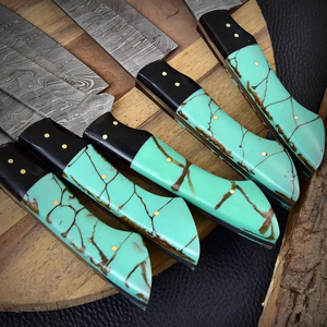 LEGACY BLADES Ensemble de couteaux de cuisine professionnels en acier Damas à 67 couches, 5 pièces, forgés à la main, couteaux de chef ambidextres, manche intégral en résine - Product Image 3