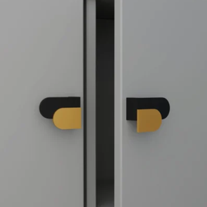 Ensemble de poignées de porte et de tirants de meuble modernes en aluminium à bords biseautés, finition PVD Or, Or rose, Noir mat, Noir sable, pour armoire, en paire - Product Image 1