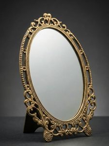 Vintage Oval Wall Mirror Gold Carved Frame Decorative Vanity Mirror for Bedroom Bathroom Living Room - Product Image 6