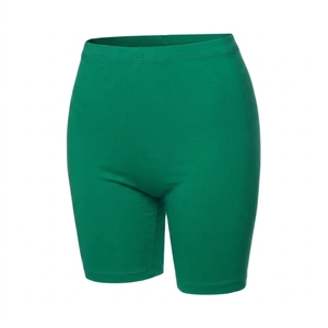 Shorts de sport rouges taille haute en tricot de spandex et polyester respirant, coupe ajustée, taille élastique, couleur unie pour femme - Product Image 3