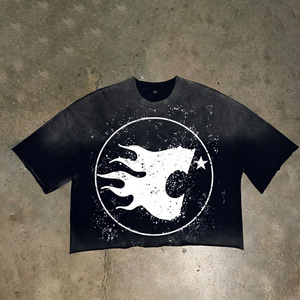 เสื้อยืดกราฟิกโอเวอร์ไซส์ทรงบ็อกซี่พรีเมียมผ้าฝ้าย 100% สกรีนลายวินเทจแบบคัสตอมสำหรับผู้ชาย - Product Image 1