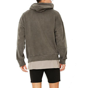 Ensemble de survêtement en coton à capuche pour homme avec cordon de serrage et poches latérales, coupe décontractée, couleur unie, manches courtes, idéal pour l'automne - Product Image 5