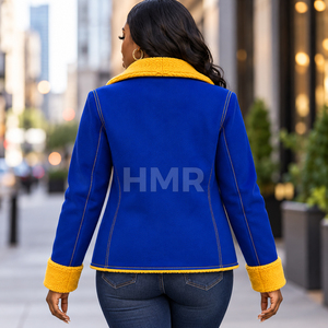 Veste d'hiver de haute qualité HMR Sisterhood Sorority, en simili cuir, doublure en sherpa, col en fourrure, manteau chaud - Product Image 5