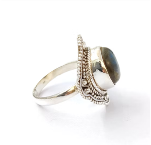 <b>Labradorite</b> Sterling Silver <b>Ring</b> Vintage Boho Luxury Designer Handmade Gemstone Jewelry Wedding Gift - Product Image 3