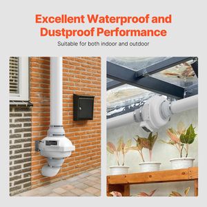 Sistema di Ventilazione Silenzioso per Mitigazione del Radon da 4,5 Pollici, 380CFM, Kit di Installazione con 2 Accoppiatori e Indicatore di Pressione - Product Image 4