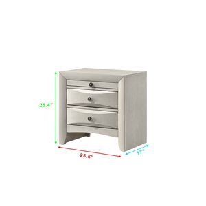 Comodino Contemporaneo in Legno Bianco Neutro con Cassetti Curvi e Vani Portaoggetti - Product Image 4