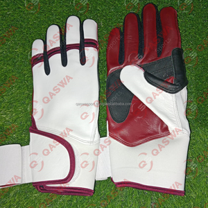 Professional Infield Baseball Batting Gloves | Custom Leather Softball Mitts | Maroon & White Multi-Color Sports Gloves - Product Image 2