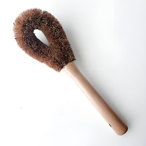 Natural Coco Fiber Coir Dish <b>Brush</b> Pot Cleaning Scrubber Kitchen Washing <b>Brushes</b> with Wood Handle - Product Image 2