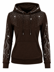 Women's Glitter Crystal <b>Rhinestone</b> Hoodie Fashion Hooded Sweatshirt Long Sleeve Casual <b>Jacket</b> for Women <b>Rhinestone</b> Hoodies - Product Image 1