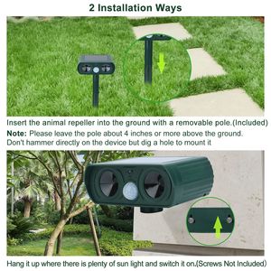 Répulsif à ultrasons solaire pour animaux, étanche IPX4, pour extérieur, ferme, jardin, cour, chasseurs de cerfs et lapins, taille US - Product Image 3