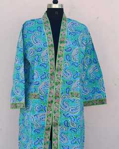 Kimono de Algodón Estampado a Mano, Bata de Baño Estampada de la India, Hecha a Mano en Algodón Puro, Camisón de Algodón para Mujer - Product Image 5