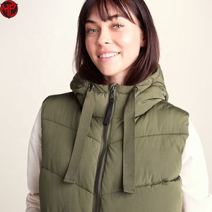 Women's <b>Long</b> Hooded Puffer <b>Vest</b> Quilted Zip Front Solid Color Windproof Casual Outerwear Green <b>Long</b> Padded <b>Vest</b> - Product Image 5