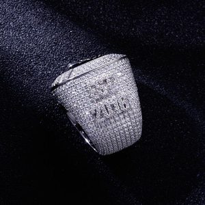 A Devil face custom hip hop <b>ring</b> fully iced out with black devil face in the middle of the <b>ring</b> 925 sterling silver <b>mens</b> <b>ring</b> - Product Image 2