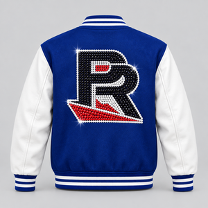 Chaqueta Varsity de Animadores para Hombre con Estilo, Emblema de Diamantes de Imitación, Chaqueta Bomber Personalizada con Letras, Chaqueta de Equipo de Animadores con OEM ODM - Product Image 4