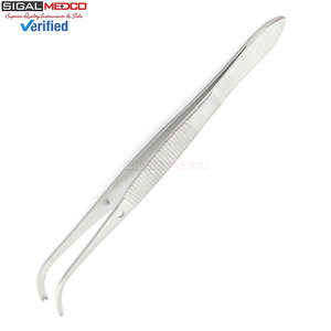 คีมจับเนื้อเยื่อ IRIS แบบโค้ง 4 ซี่ 1x2 ฟัน ผลิตจากเหล็กกล้าไร้สนิมเกรดเยอรมัน เครื่องมือผ่าตัดแบบใช้มือ ได้รับการรับรองมาตรฐาน CE สำหรับการจับเนื้อเยื่ออย่างแม่นยำ - Product Image 3