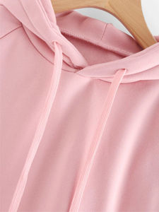 เสื้อฮู้ดสีชมพูสำหรับผู้หญิง ยี่ห้อ White Bird Express ผ้าฝ้าย 100% เนื้อนุ่มแบบฟลีซ มีกระเป๋าจิงโจ้ สายรูดที่ฮู้ด แขนเสื้อแบบแร็กแลน สไตล์ลำลอง - Product Image 4