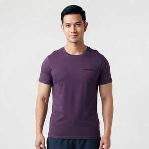 T-shirt ajusté pour homme personnalisé - Coton de haute qualité, couleur unie, style décontracté avec logo personnalisé en violet élégant - Product Image 5
