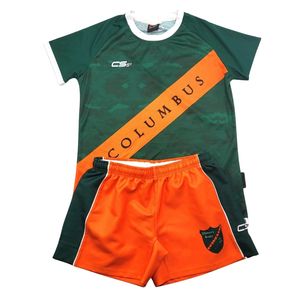 Low MOQ Custom Team Logo Sublimated Crew Neck Summer Breathable Quick Dry Sports Running Uniform Short Rugby Kits Stretch - Product Image 1