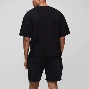 Survêtements streetwear personnalisés pour hommes, ensemble court à capuche double fermeture éclair, polyester/nylon, tissu French Terry, tenue de jogging deux pièces - Product Image 2