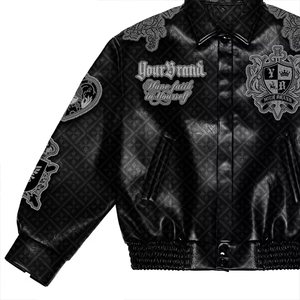 Veste universitaire en cuir PU véritable style vintage pour hommes, broderie chenille personnalisée, veste de motard tendance, vente en gros - Product Image 5