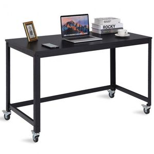 Scrivania per Computer con Piano in Legno Stile Industriale Moderno con Rotelle per Casa, Ufficio e Camera da Letto - Product Image 3