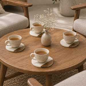 Elegant Natural Stone And Wooden <b>Coaster</b> Set Stylish <b>Drink</b> <b>Coasters</b> <b>for</b> Wine Glass Coffee Cup Protection - Product Image 4