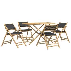 Ensemble bistrot en bambou gris foncé, mobilier de jardin standard en polyester - Product Image 2