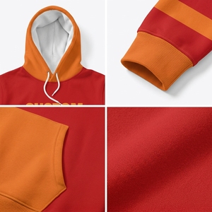 Custom <b>Hoodie</b> <b>Men's</b> Red <b>Orange</b> Striped Sleeve Casual Hooded Sweatshirt Front Print Pocket Design Regular Fit Autumn Wear - Product Image 6