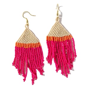 Boucles d'oreilles en perles de rocaille et strass, broderie florale, bijoux d'oreille pour filles, prix de gros en provenance d'Inde - Product Image 3