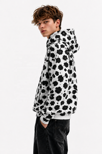 Sweat-shirt à capuche unisexe en molleton épais avec imprimé léopard numérique, logo personnalisé sur le devant, poche, style streetwear, hiver - Product Image 3