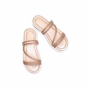 Pantoufles dorées à imprimé animal pour filles KD5523 - Product Image 1