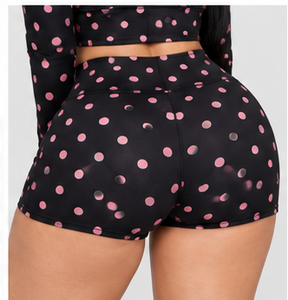 Custom Logo Women 2 Piece <b>Set</b> <b>Crop</b> Jacket Shorts Matching Streetwear Sporty Dot Print Spandex Polyester polka dot <b>crop</b> <b>top</b> <b>set</b> - Product Image 6