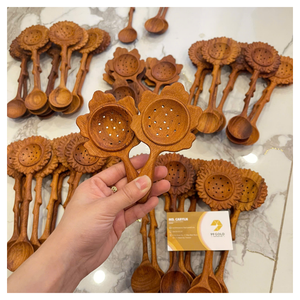 Flower Handle Wooden <b>Spoons</b> Crafted Eco Gift Long Handle Wood <b>Spoon</b> Leaves Handcarving Vintage <b>Serving</b> <b>Spoons</b> Custom Design - Product Image 4