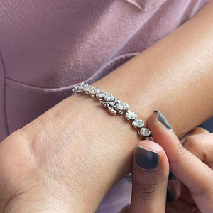 Classic Oval Cut Moissanite Bracelets <b>Bangles</b> GRA Certified Moissanite Tennis Bracelet <b>Solid</b> <b>Gold</b> Moissanite Bracelet - Product Image 4