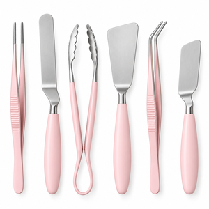 Kit d'ustensiles de cuisine rose 6 pièces, outils culinaires pour la présentation et la garniture élégante des aliments, pour chefs - Product Image 5