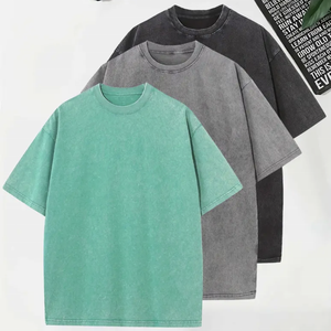 Camiseta vintage extragrande lavada con ácido personalizada para hombre, 100% algodón, peso pesado, hombros caídos cortos, diseño impreso con pantalla larga - Product Image 3