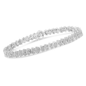 Bracciale Tennis in Argento Sterling .925 con 2 Pietre Chevron da 1.0 Carati (Colore I-J, Purezza I3) - Bracciali a Catena alla Moda da 7 Pollici - Product Image 3