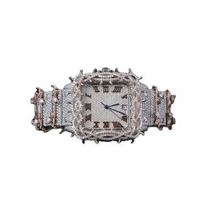 นาฬิกาข้อมือสแตนเลสสำหรับผู้ชายจากอินเดียประดับเพชรทรงกลมเพชรสไตล์ฮิปฮอปหนามหรูหราออกแบบได้ตามที่ต้องการ - Product Image 1