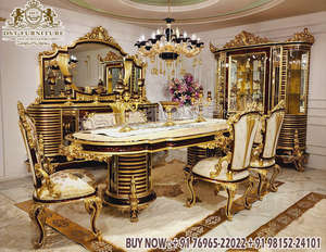 Juego de mesa de comedor tallada a mano italiana de lujo por DST Exports Mesa y sillas de comedor de estilo rumano Mesa de comedor de diseño italiano - Product Image 2