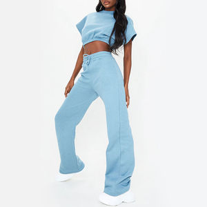 Pantalon de survêtement pour femme taille haute à cordon de serrage, coupe large, évasé et ample - Product Image 4