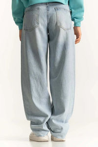 Women's High Quality Slim Fit Denim Pants Breathable Cotton Solid Color Regular Wear Bottoms Drawstring Mid Plain Dyed OEM - Product Image 3