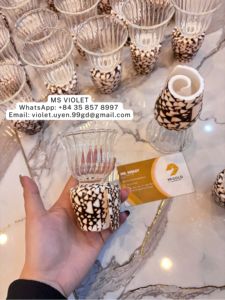 แก้วไวน์เปลือกหอยส่งออกจำนวนมาก แก้วเปลือกหอย Enchante Cup แก้วไวน์เปลือกหอยเวียดนาม ของตกแต่งงานแต่งงานสุดหรู - Product Image 1