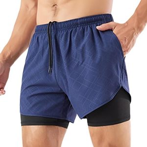 Custom Logo Men's Double <b>Layer</b> Blank Sports Athletic Workout Running Gym Shorts With Liner Breathable 2 In 1 Activewear Shorts - Product Image 3