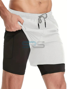 Summer Fitness Solid Knitted Mid Drawstring Muscle Shorts for Men Outdoor Beach Swim Shorts Pockets Casual Basketball Sports - Product Image 4