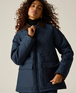 Chaqueta acolchada azul marino de alta calidad para mujer, con cuello de pana, cierre de cremallera, abrigo de invierno, exterior de lino grueso, impermeable, con cuello desmontable. - Product Image 4