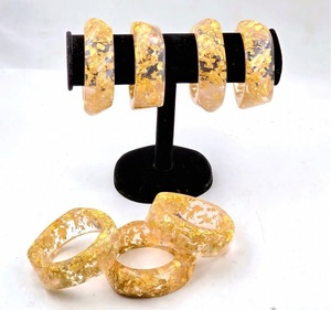 Creative Design Environmental Friendly Customized Epoxy Resin <b>Bangle</b> <b>Gold</b> Flakes Fashion Jewelry Bracelets <b>Bangles</b> for Women's - Product Image 1